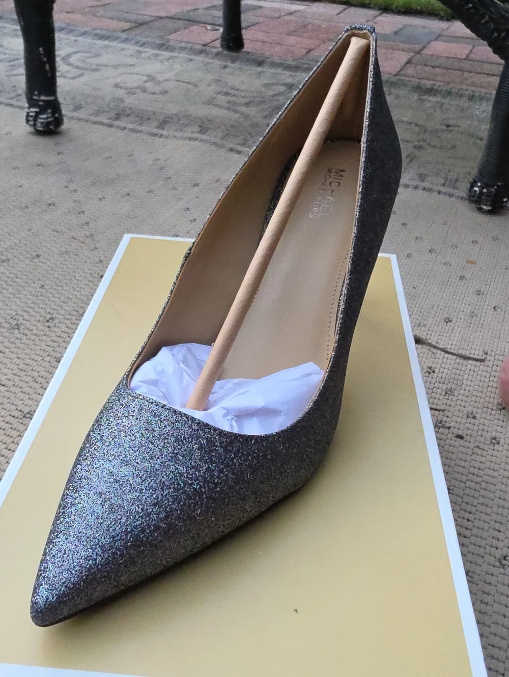 Michael Kors Glitter Pointed Toe Pump in Silver
